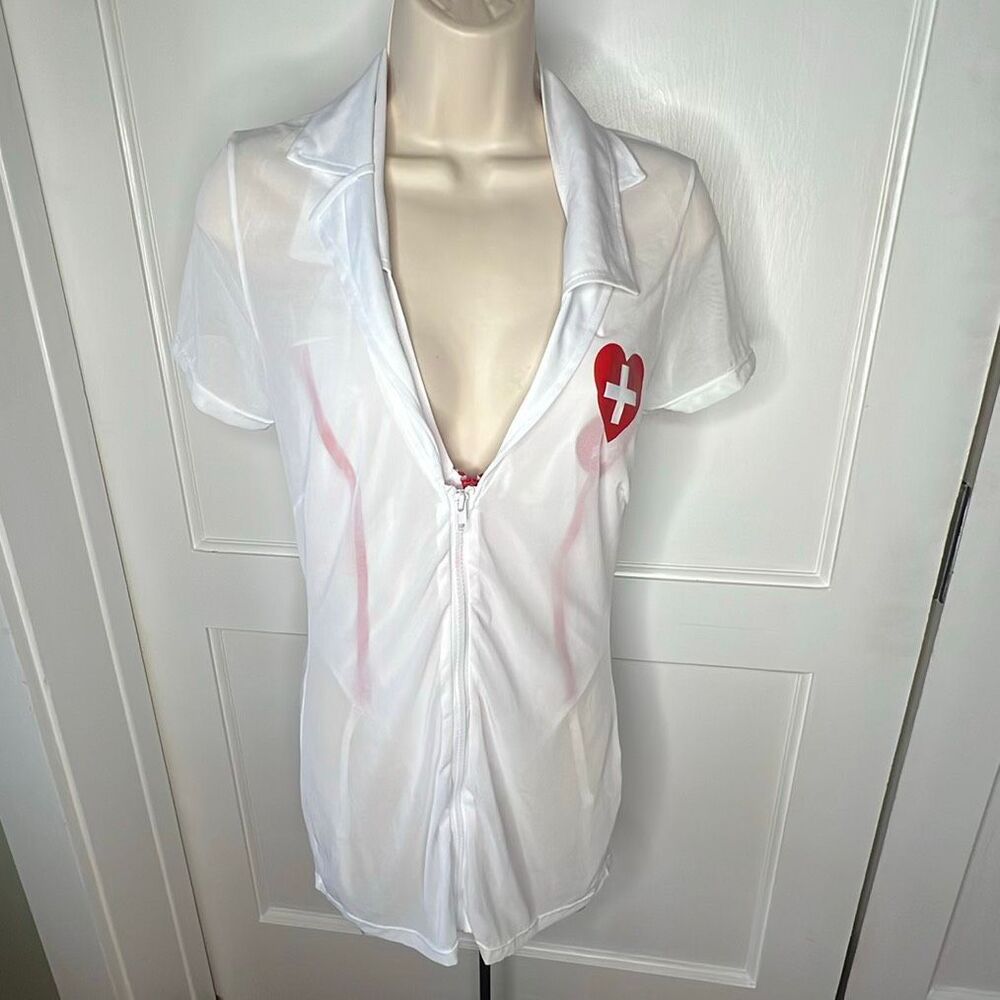Dreamgirl Naughty Nurse Teddy Costume White One Size Halloween